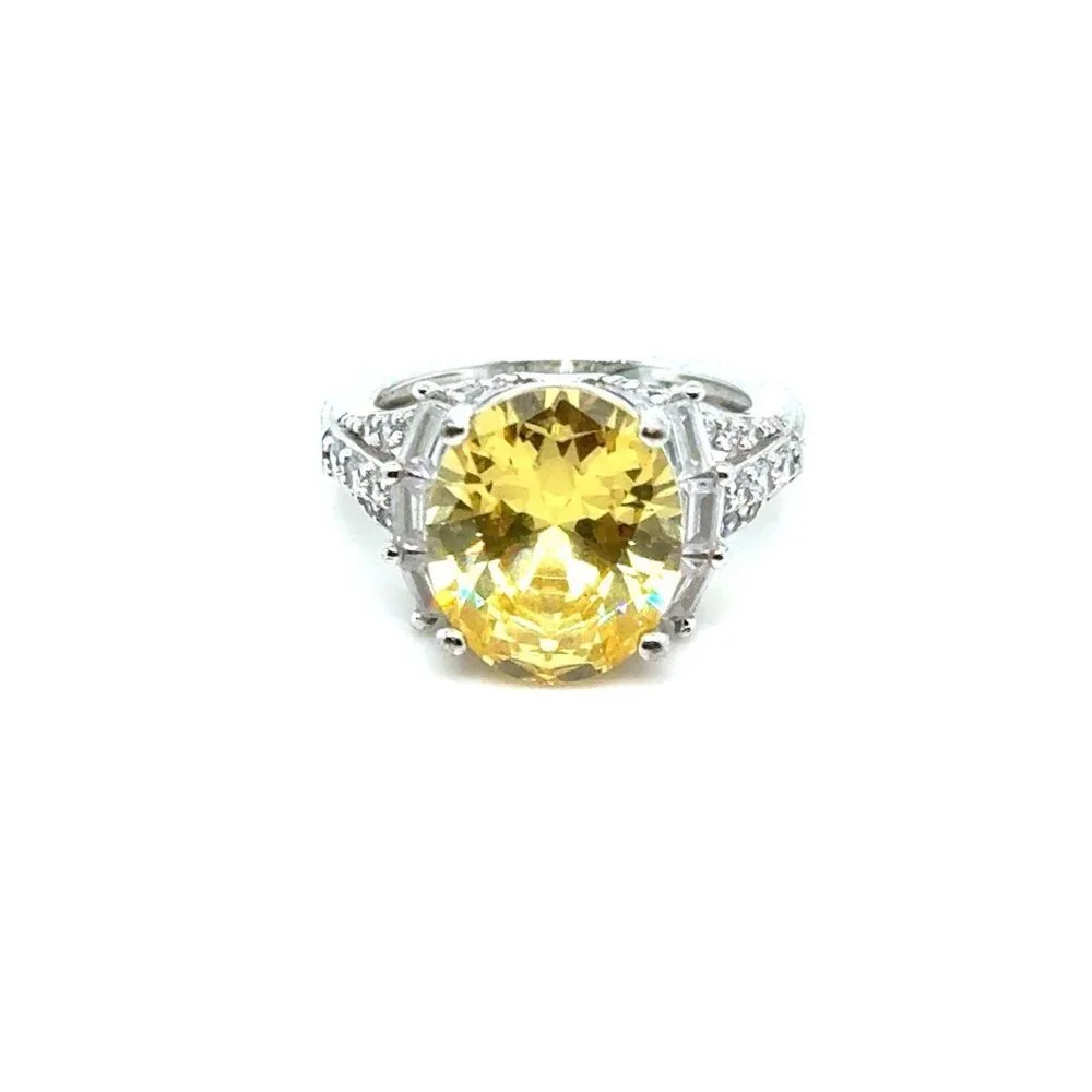Lemon Quartz/Cz Silver 925 Ring‎